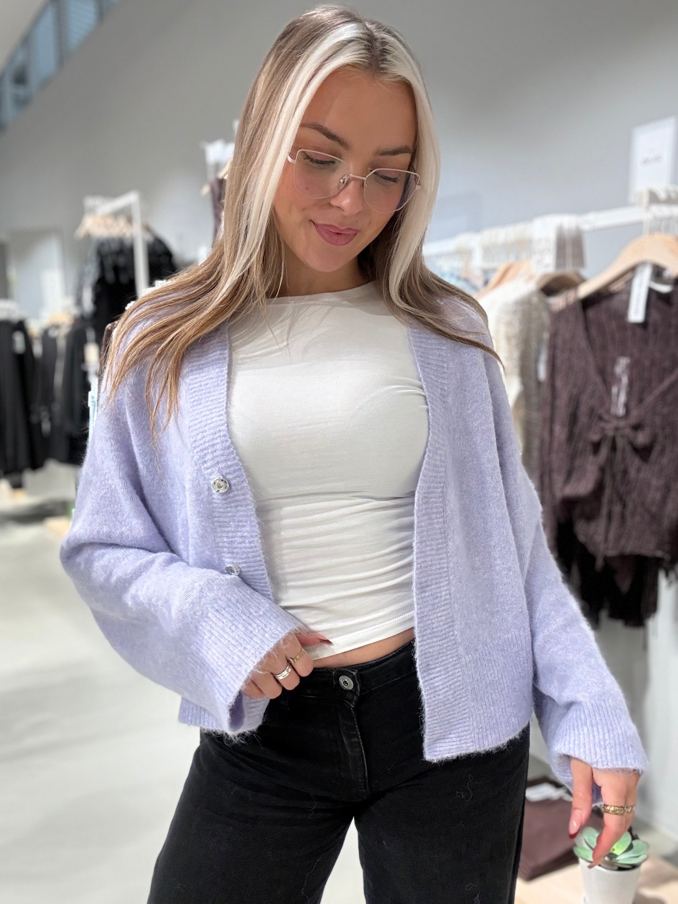 VITINA Knitted Cardigan - Lavender Blue